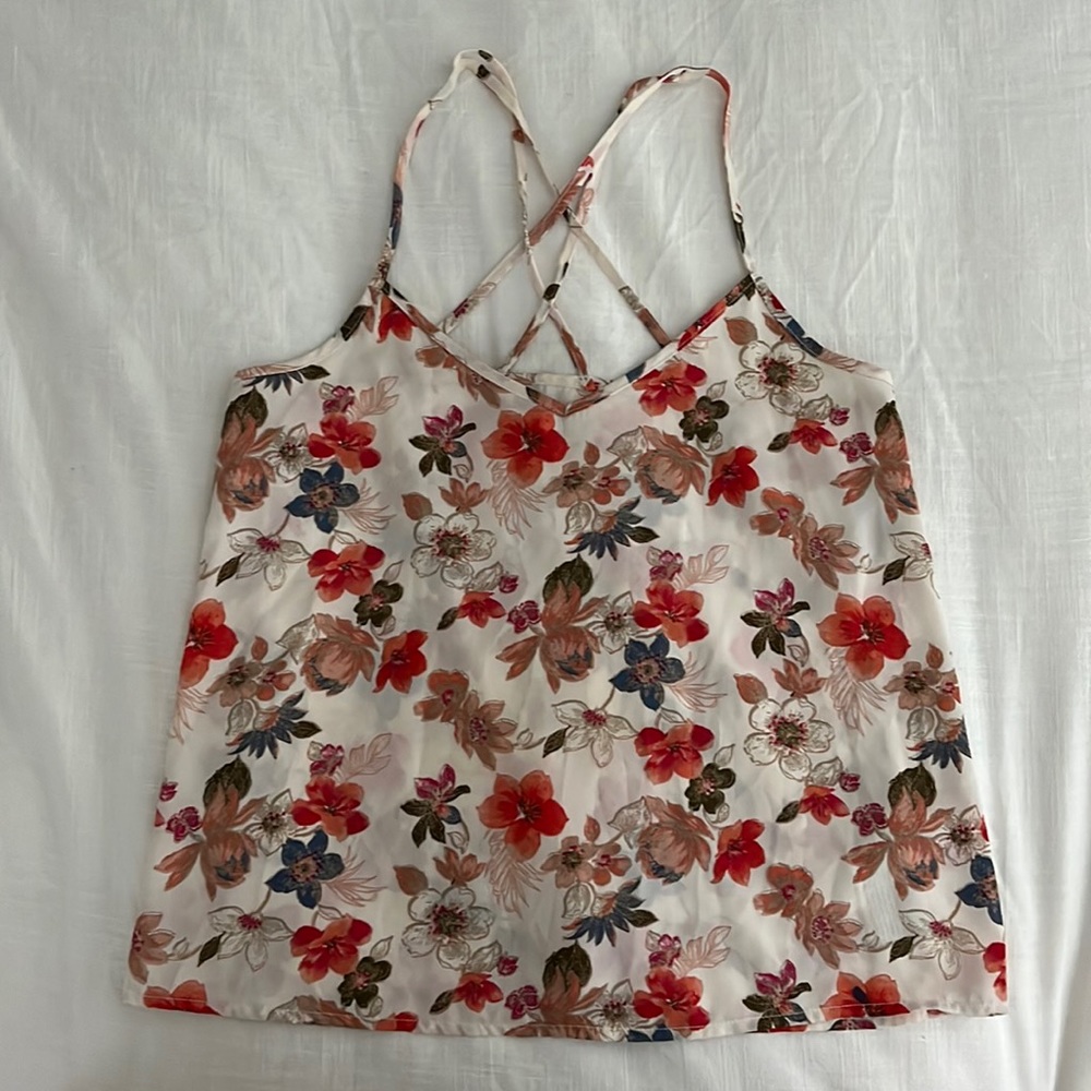 Hollister floral print tank top blouse size xs